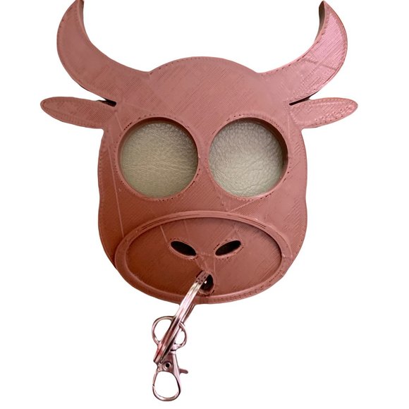 Cow Self Defense Keychain Backpack Charm 3D Printed White or Brown Cow Dairy - Picture 2 of 8